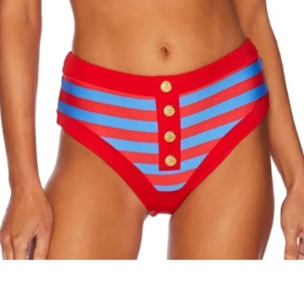 Beach Riot Marnie Bottom in Red Hot Colorblock